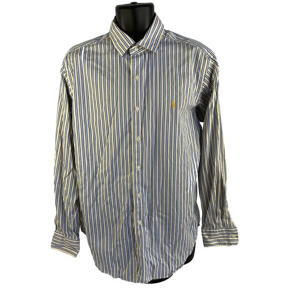 Mens Polo Ralph Lauren Long Sleeve Button Up Shirt Size Large Classic Striped - Picture 6 of 7